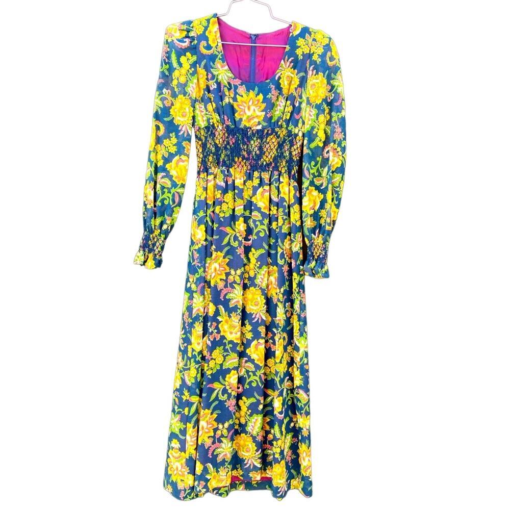 VTG 60s floral long-sleeve dress